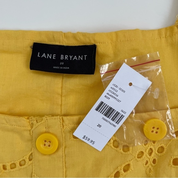 Lane Bryant Women's Yellow Classic Eyelet Blouse with Button Detail Size 20, NWT - Picture 5 of 9